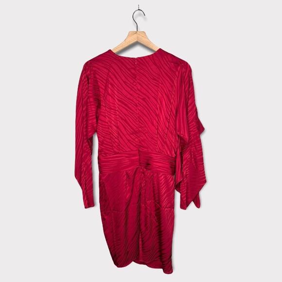 Ronny Kobo Shanaya Draped Moiré Mini Dress in Red Size Large NEW - Picture 4 of 11